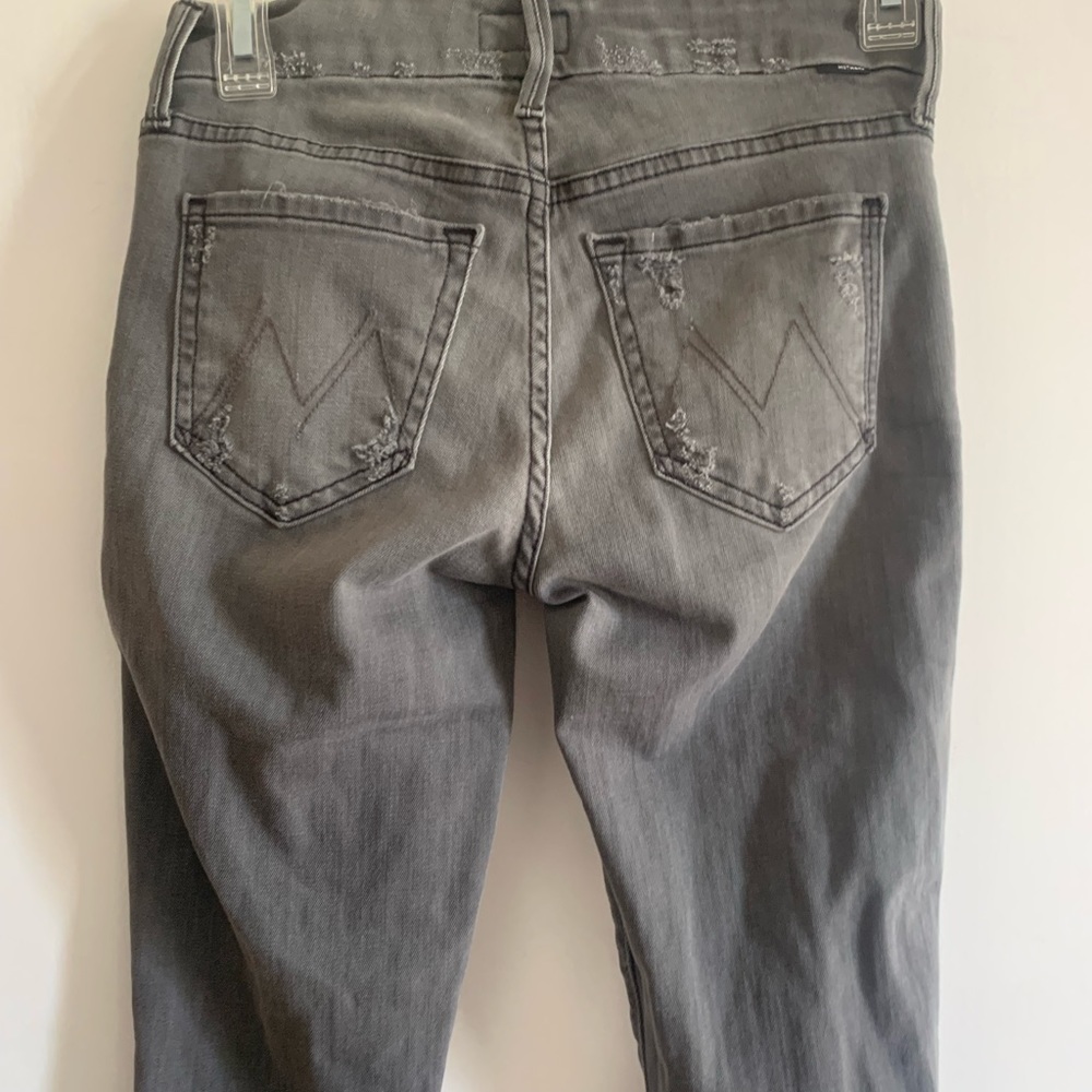 Mother Denim Gray Looker Ankle Fray in Last Chance Saloon Distressed Skinny Jean - Picture 8 of 12